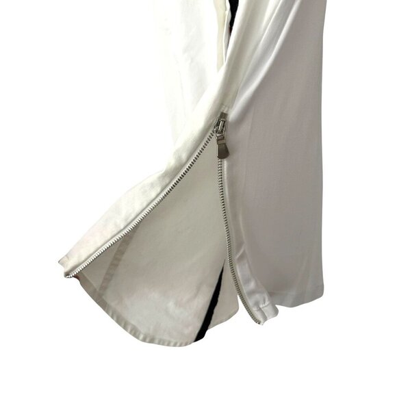 Anatomie Button Down Shirt White Mixed Fabric Zip Sides Long Slv Stretchy Size S - Picture 7 of 13